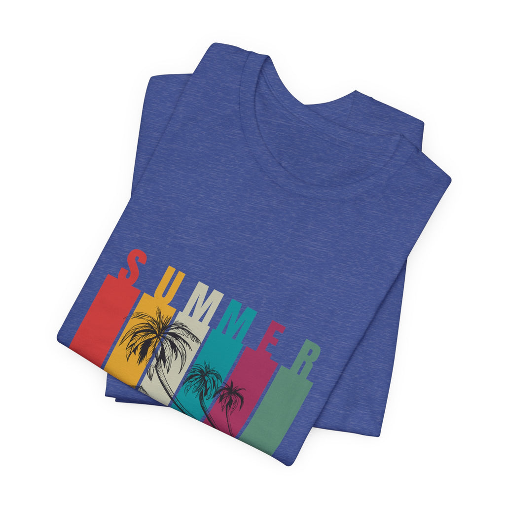 Summer Palm Beach T-Shirt — Vintage Striped Sunset Tee