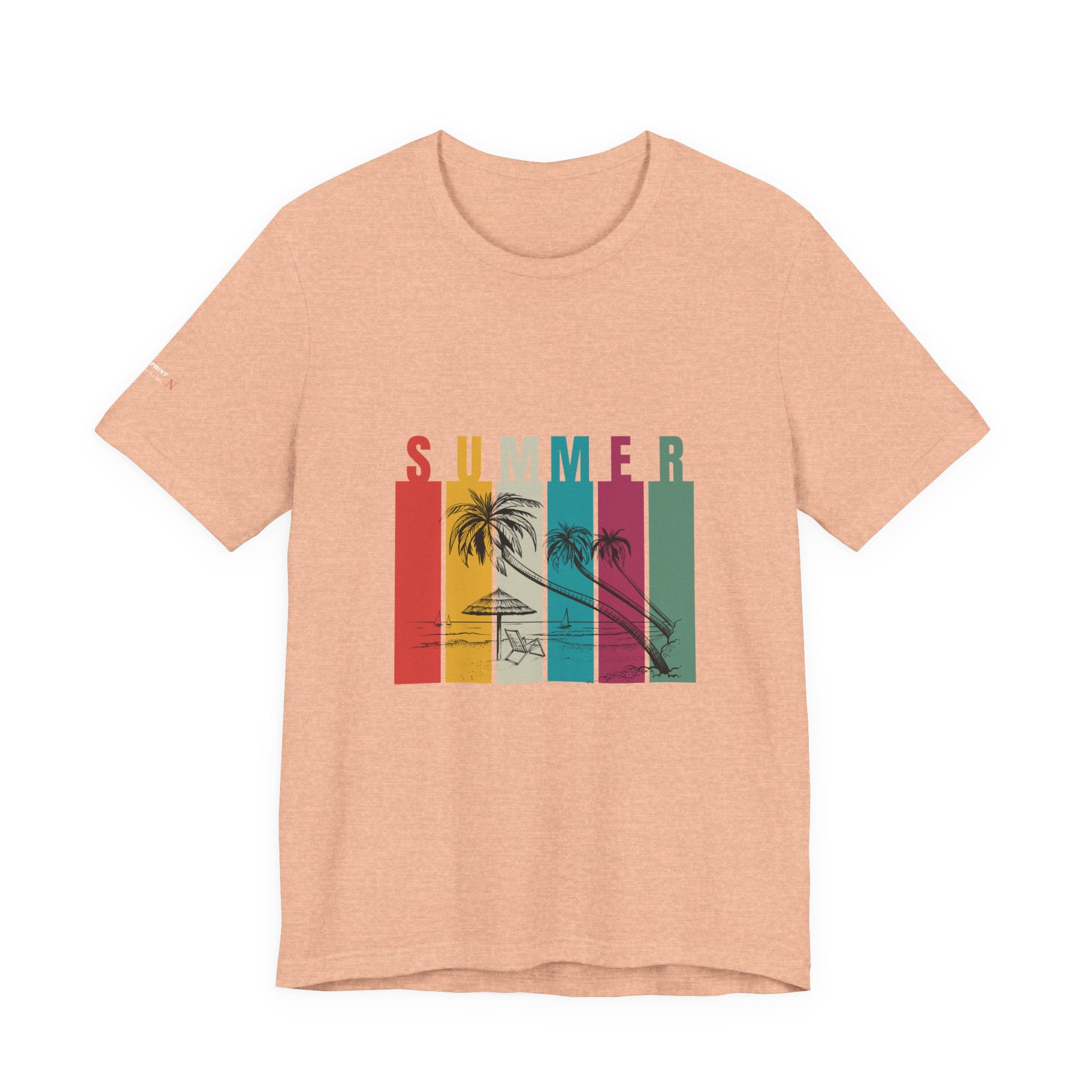 Summer Palm Beach T-Shirt — Vintage Striped Sunset Tee