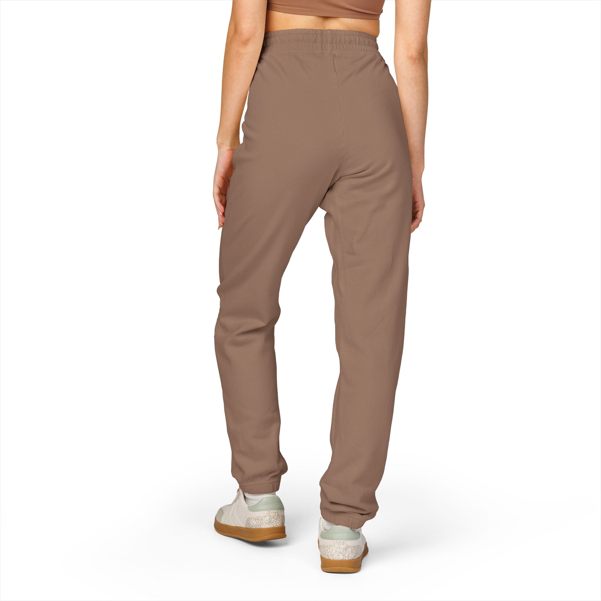Progress over Perfection Embroidered Garment-Dyed Fleece Sweatpants — Minimal Small Script Logo Joggers