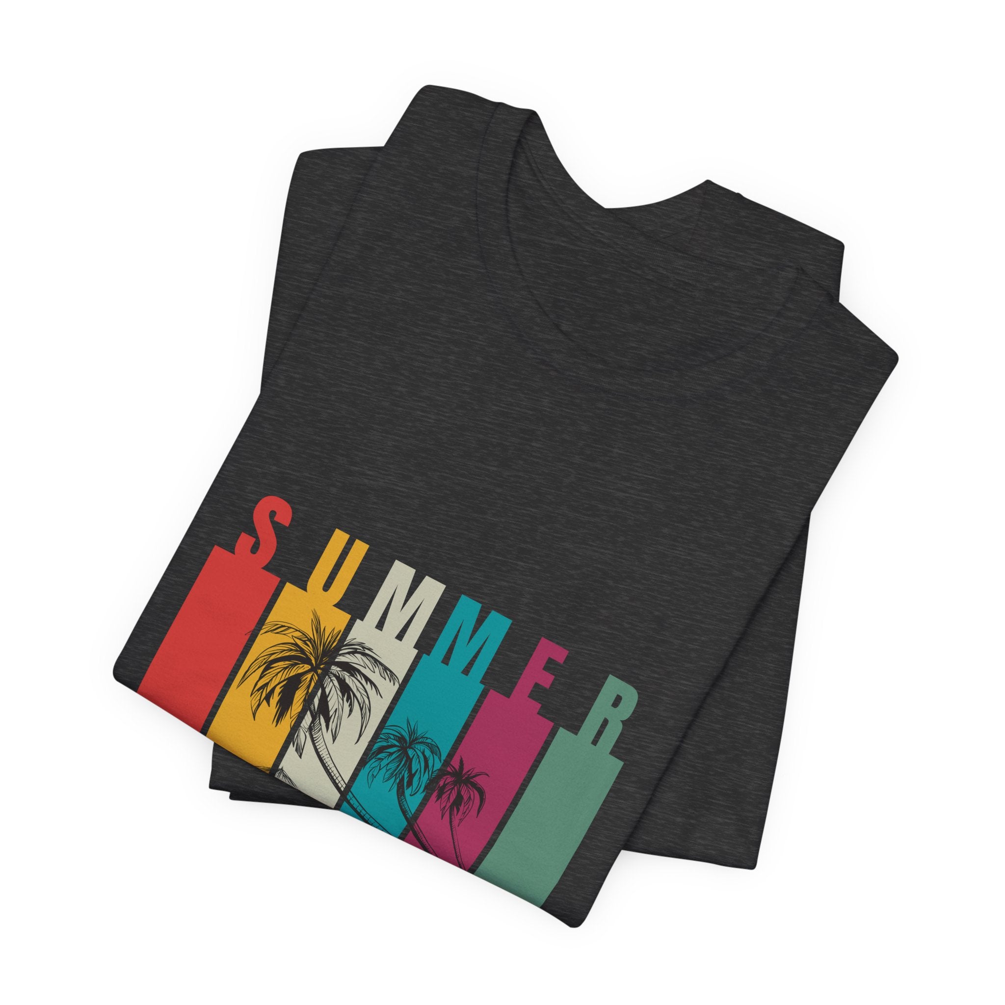 Summer Palm Beach T-Shirt — Vintage Striped Sunset Tee
