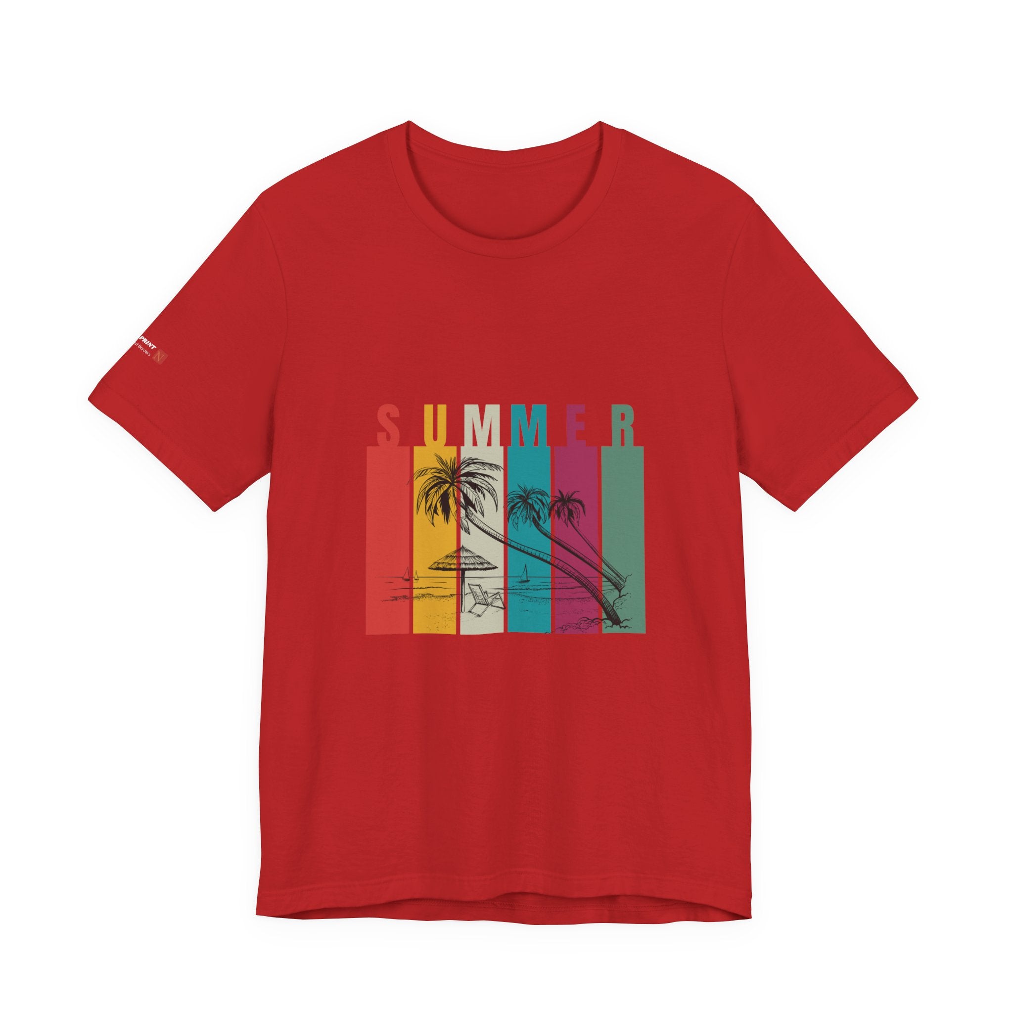Summer Palm Beach T-Shirt — Vintage Striped Sunset Tee