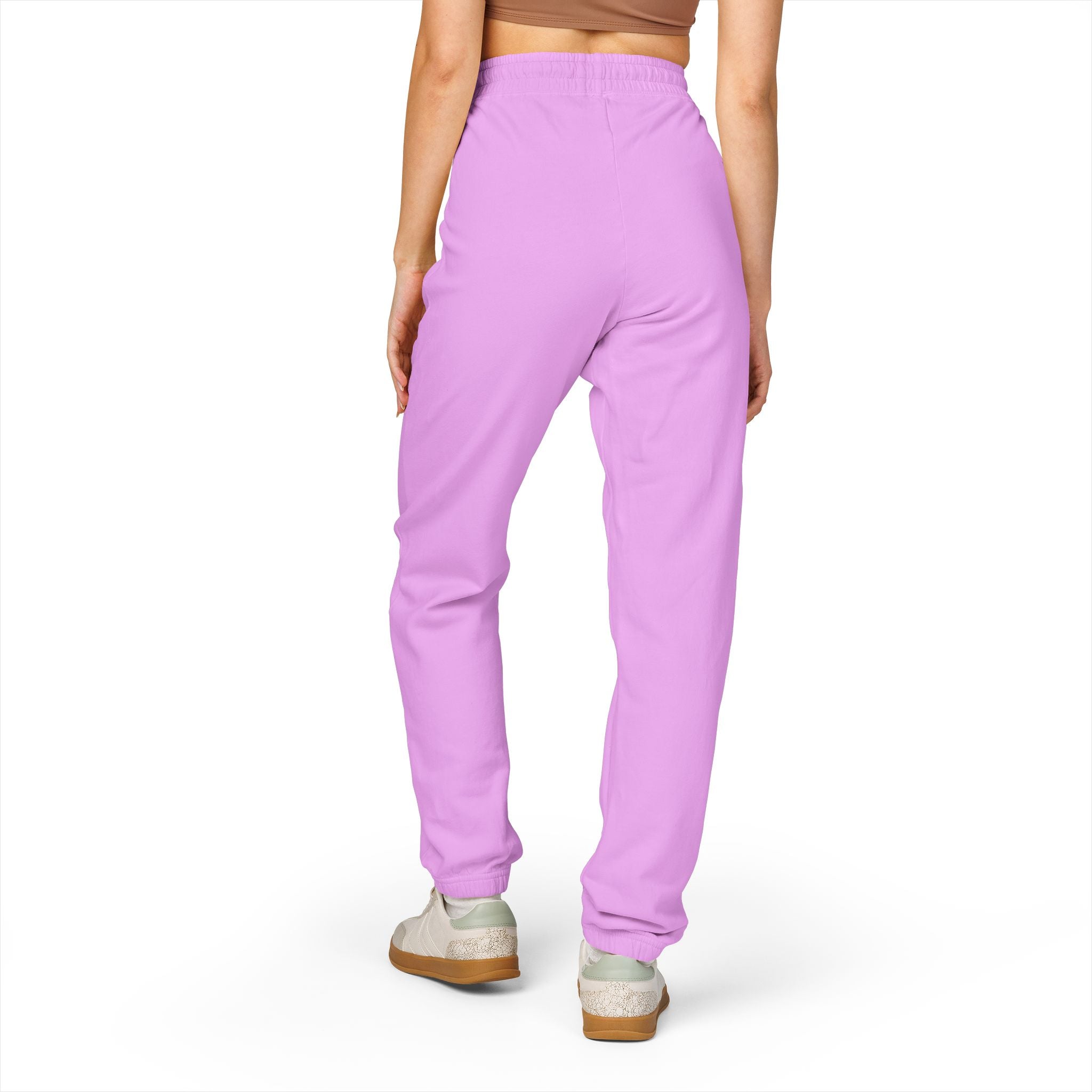 Progress over Perfection Embroidered Garment-Dyed Fleece Sweatpants — Minimal Small Script Logo Joggers