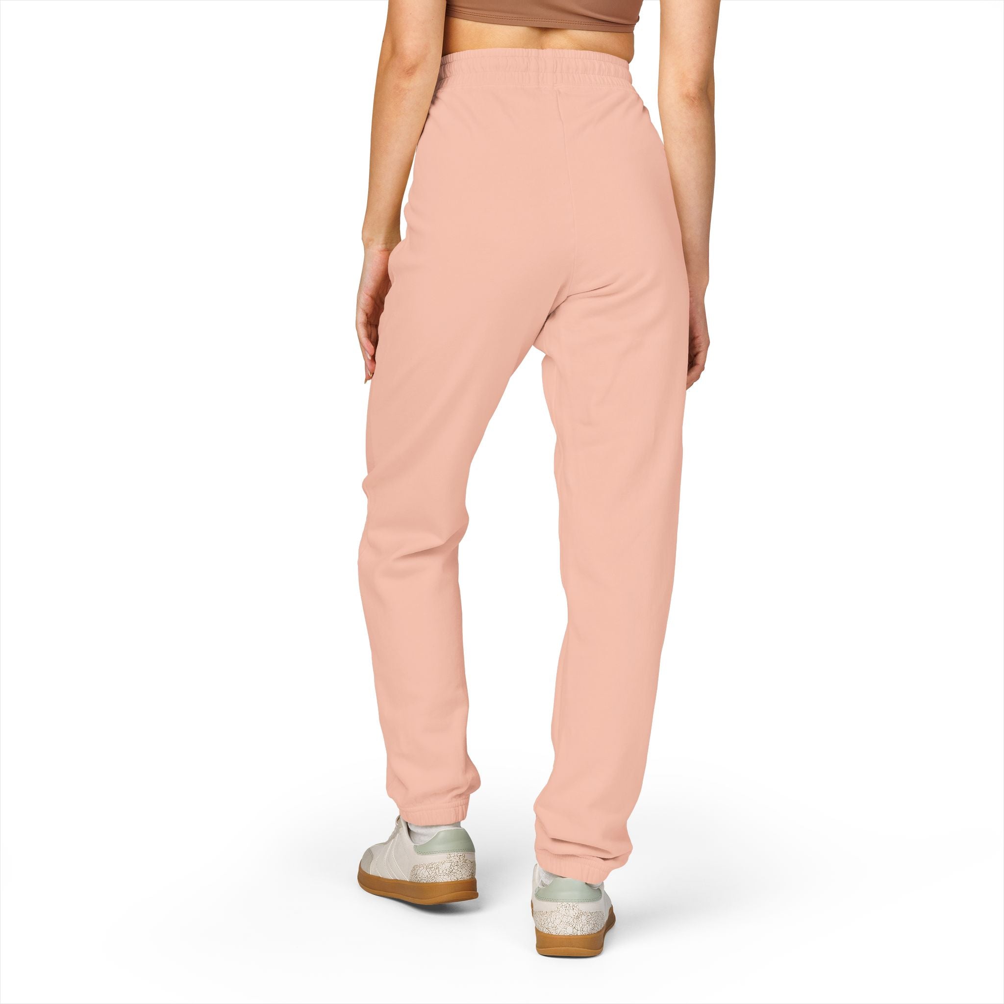 Progress over Perfection Embroidered Garment-Dyed Fleece Sweatpants — Minimal Small Script Logo Joggers