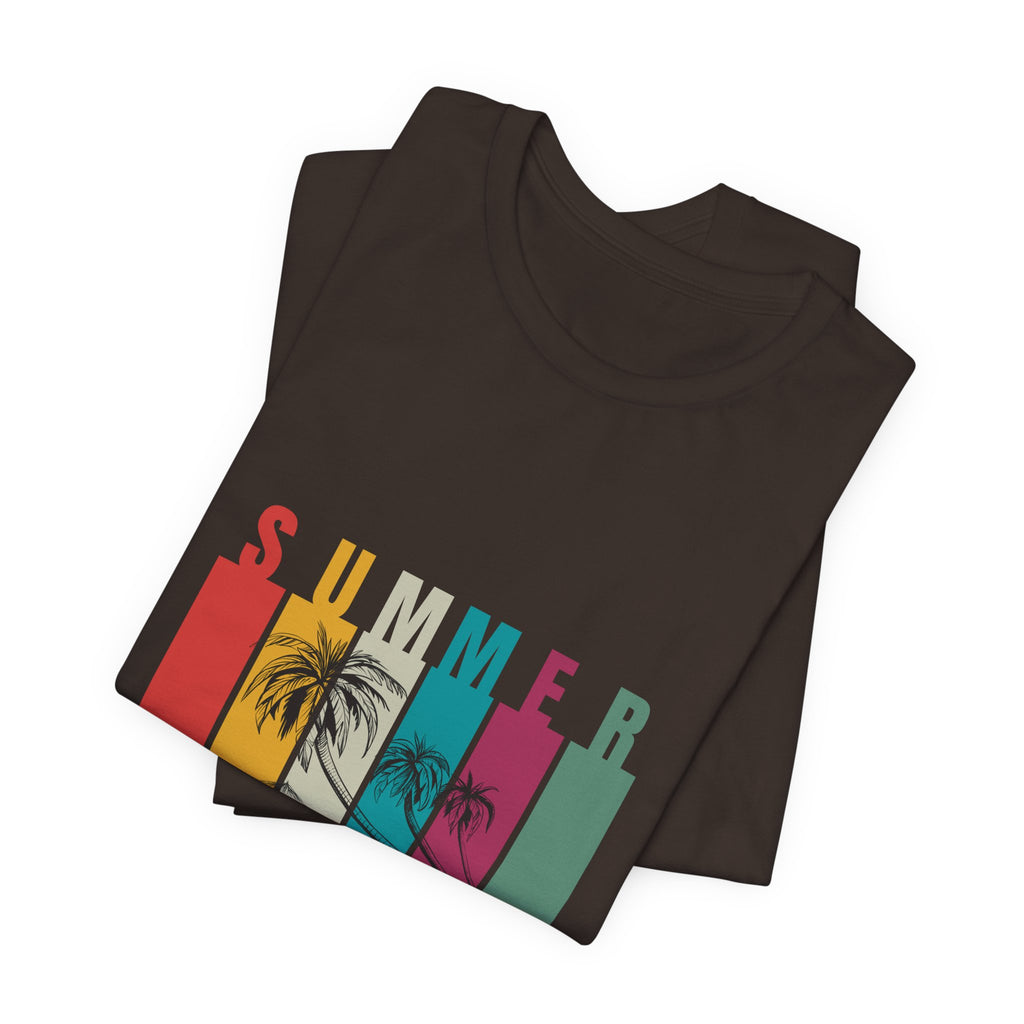 Summer Palm Beach T-Shirt — Vintage Striped Sunset Tee