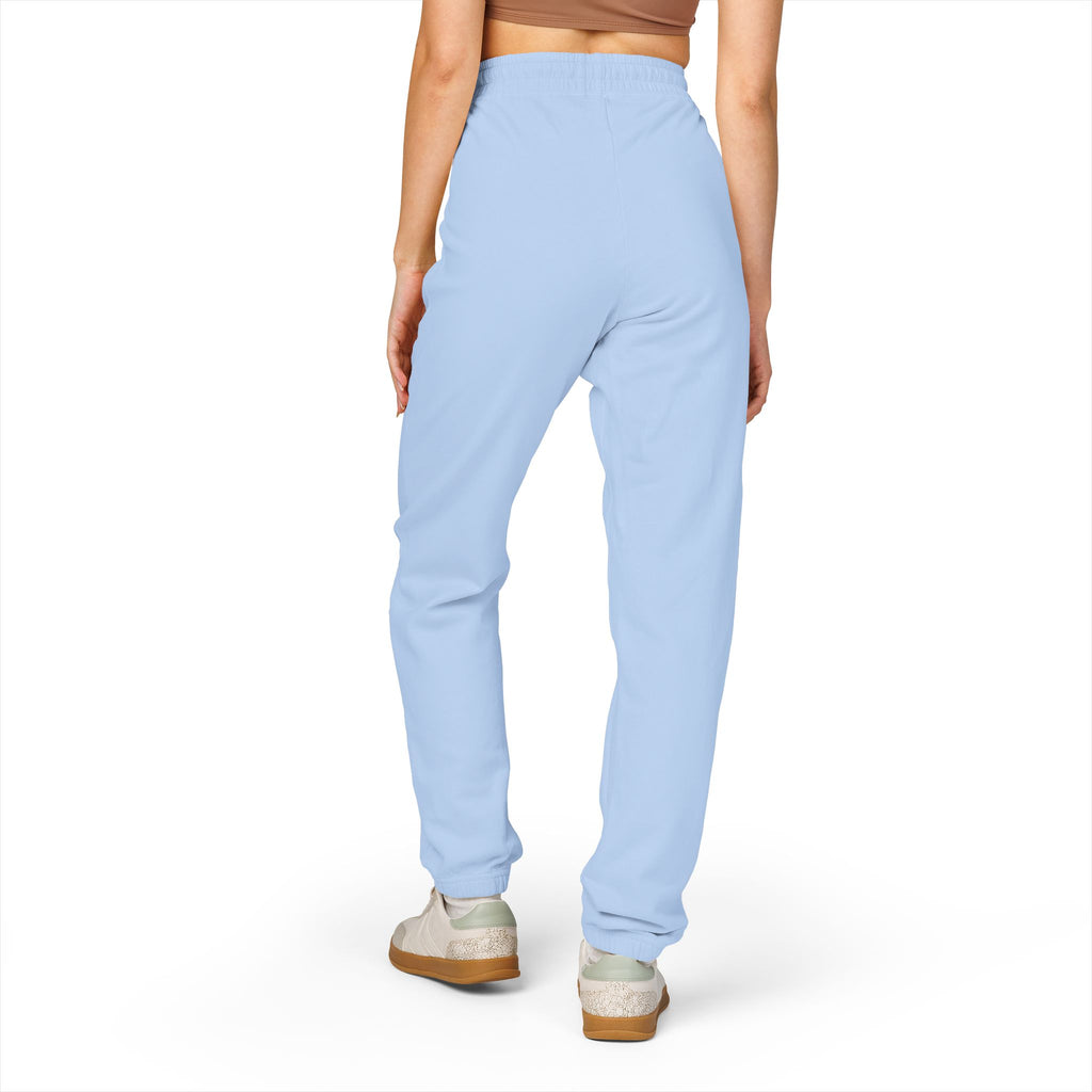 Progress over Perfection Embroidered Garment-Dyed Fleece Sweatpants — Minimal Small Script Logo Joggers