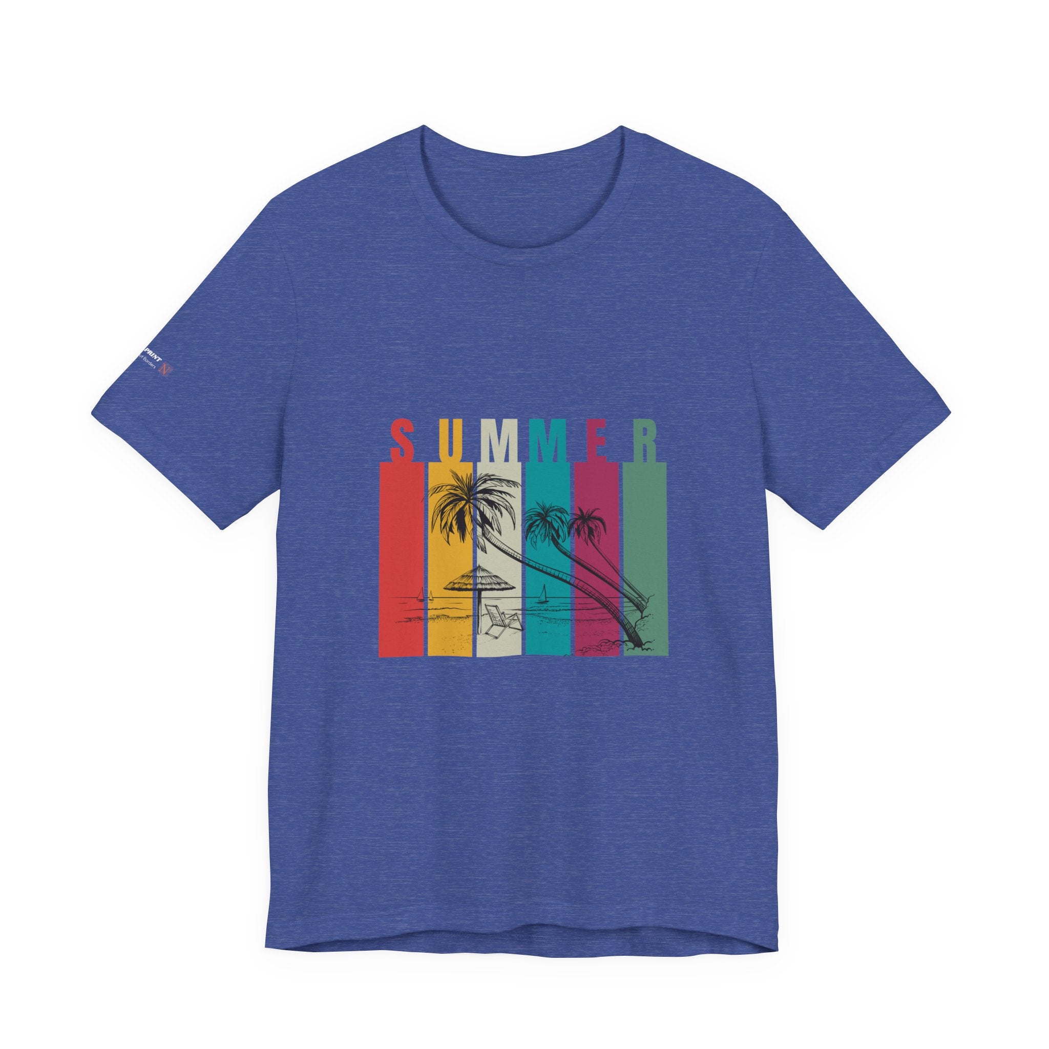 Summer Palm Beach T-Shirt — Vintage Striped Sunset Tee