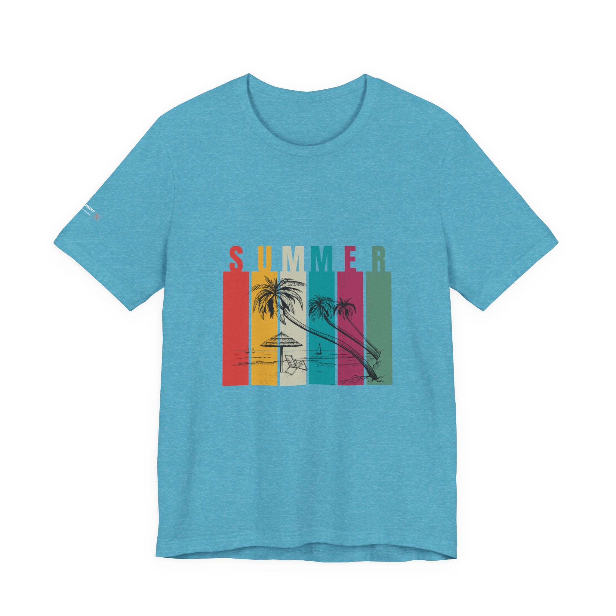 Summer Palm Beach T-Shirt — Vintage Striped Sunset Tee